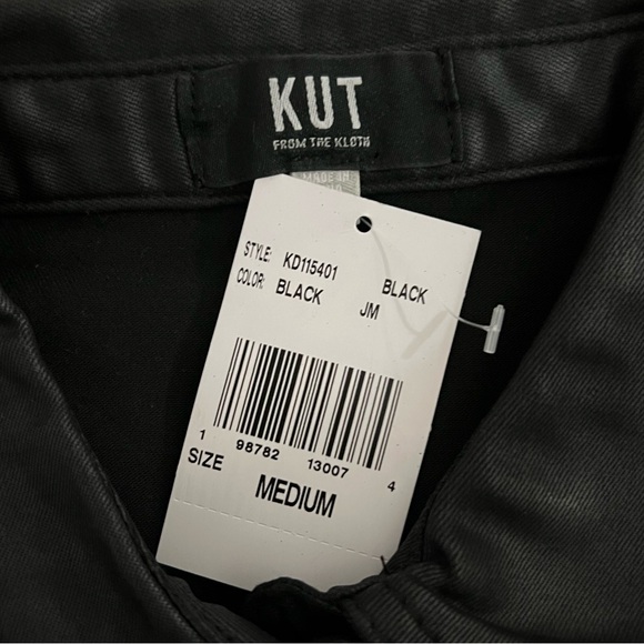 KUT Tatiana Coated Denim Point Collar Short Sleeve - Picture 2 of 7